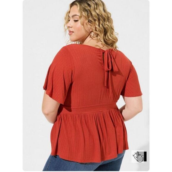 Torrid pointelle rib v-neck babydoll top 3XL - Picture 2 of 8